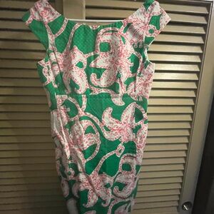 Vintage Lilly Pulitzer Floral Green and Pink Dress Size 8